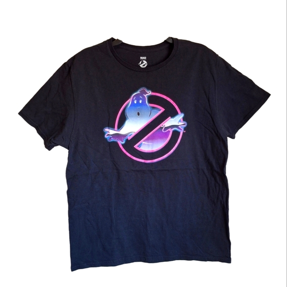 GhostBusters Black Mens Neon Logo Tshirt L 42/44 - Picture 2 of 6
